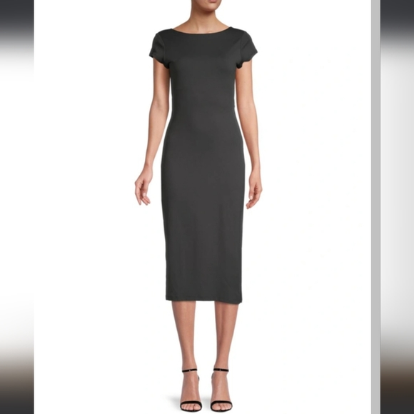 Susana Monaco Twist Back Dress In Smoke NWT Size L - Picture 1 of 8